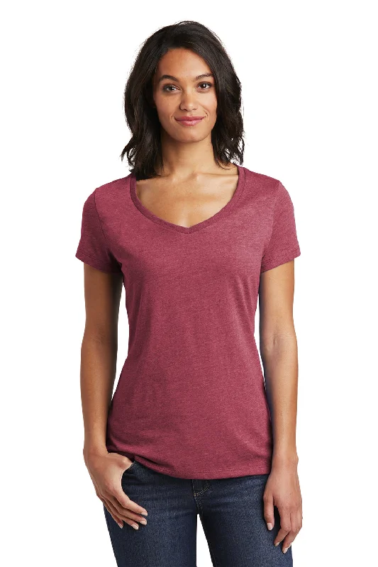 District Womens Very Important Short Sleeve V-Neck T-Shirt - Heather Cardinal Red