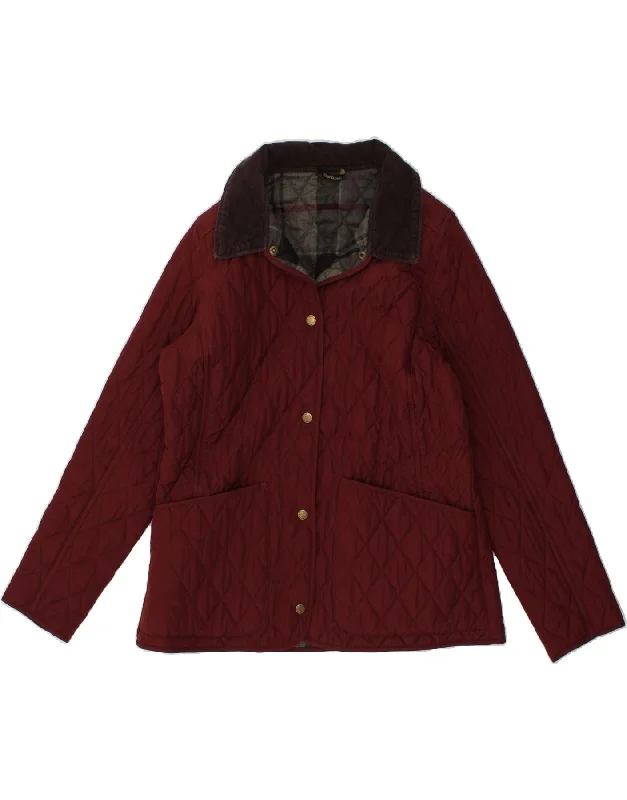 BARBOUR Womens Quilted Jacket UK 14 Large Red Polyester