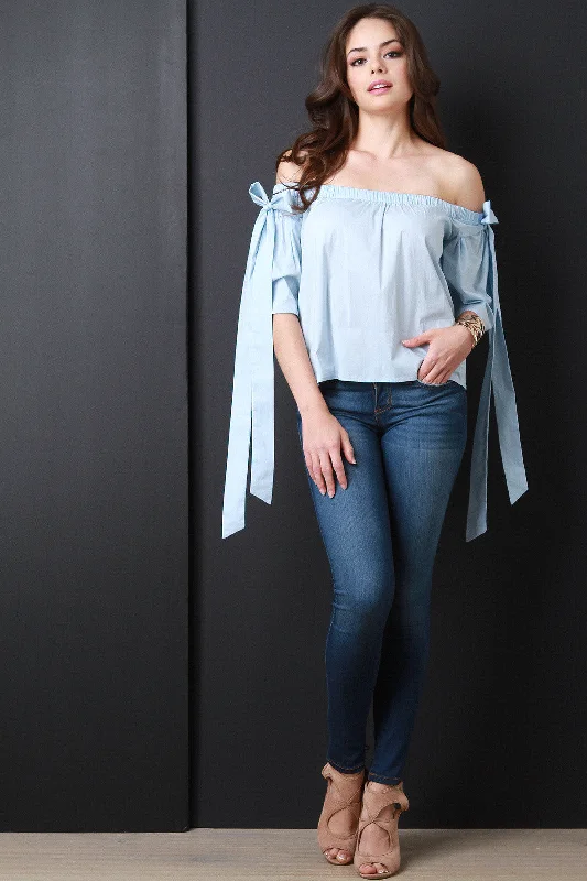 Off The Shoulder Bow Tie Top