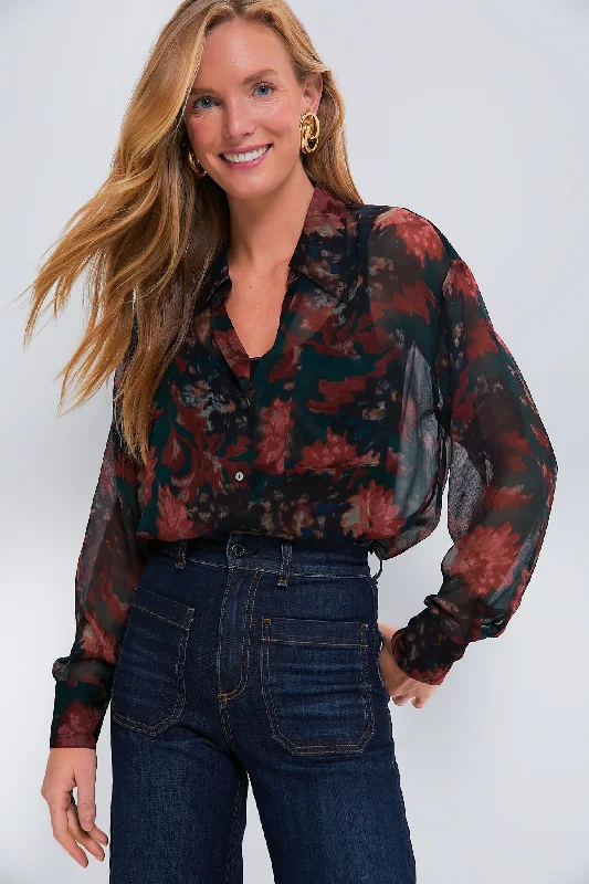 Persimmon Floral Sheer Alysse Blouse