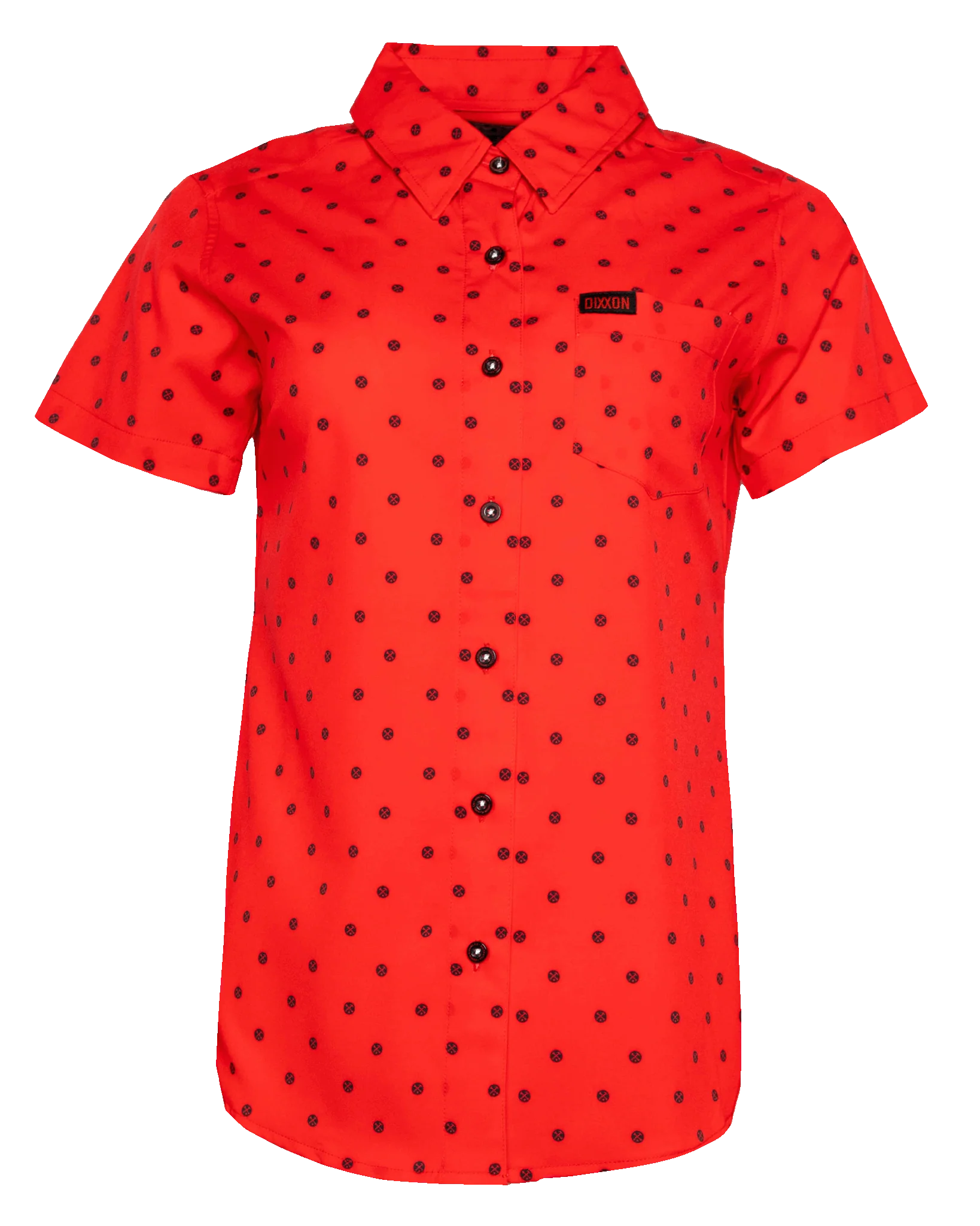 Polkacide Women's Short Sleeve Party Shirt - Red/Black