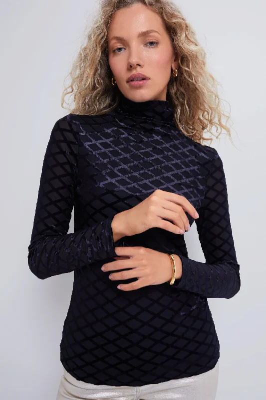 Black Velvet Burnout Mally Turtleneck