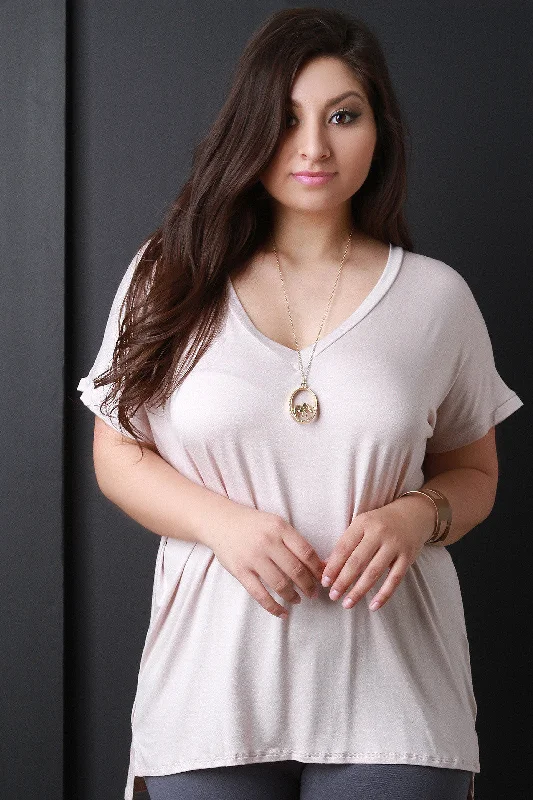 Oversized V-Neck High-Low Tee