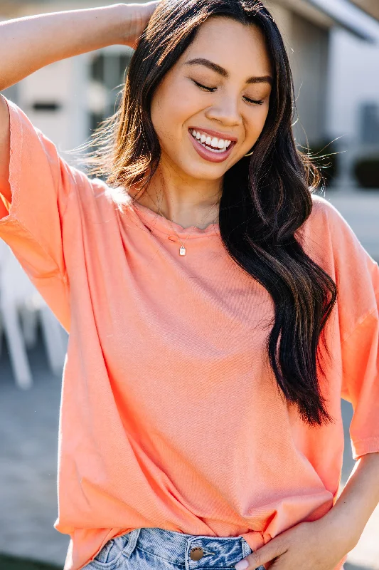 On The Move Coral Orange Distressed Tee