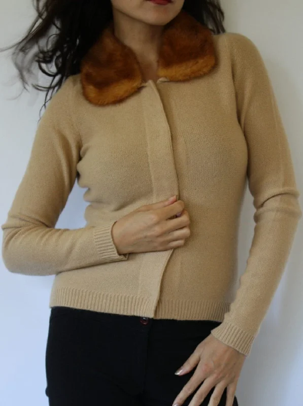 Removable Mink Collar Cardigan