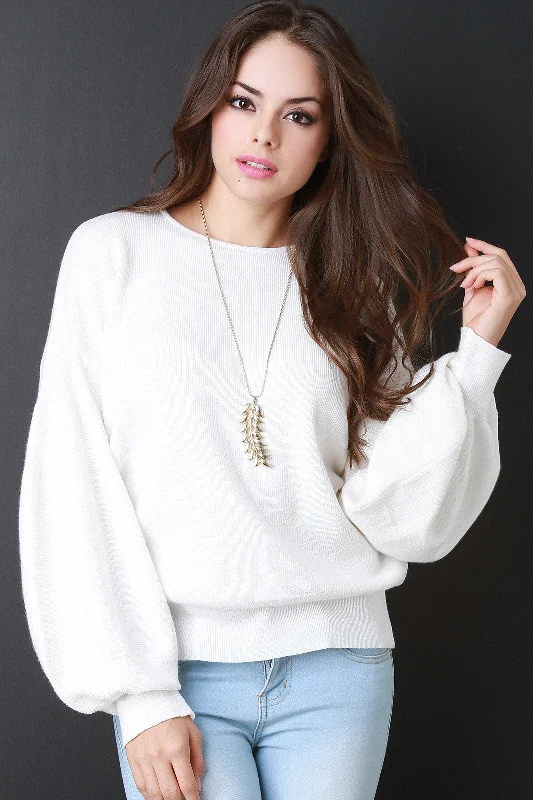 Thick Knit Trumpet Sleeve Sweater Top