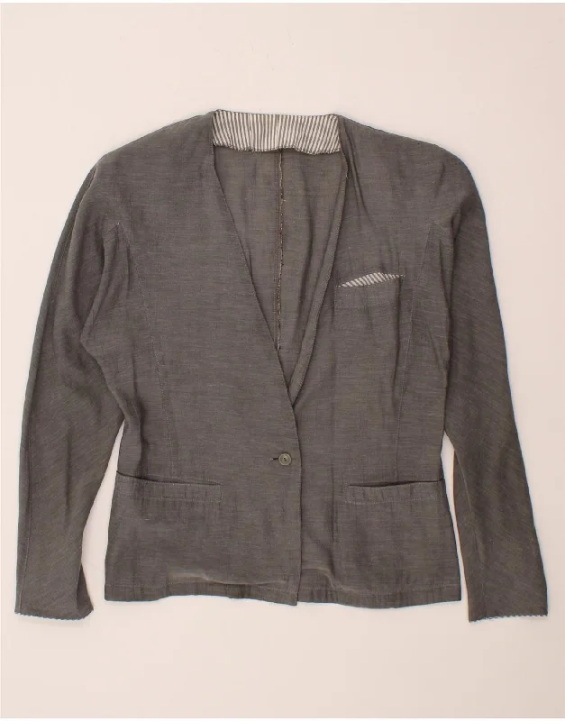 GERRY WEBER Womens 1 Button Blazer Jacket EU 34 XS Grey Cotton