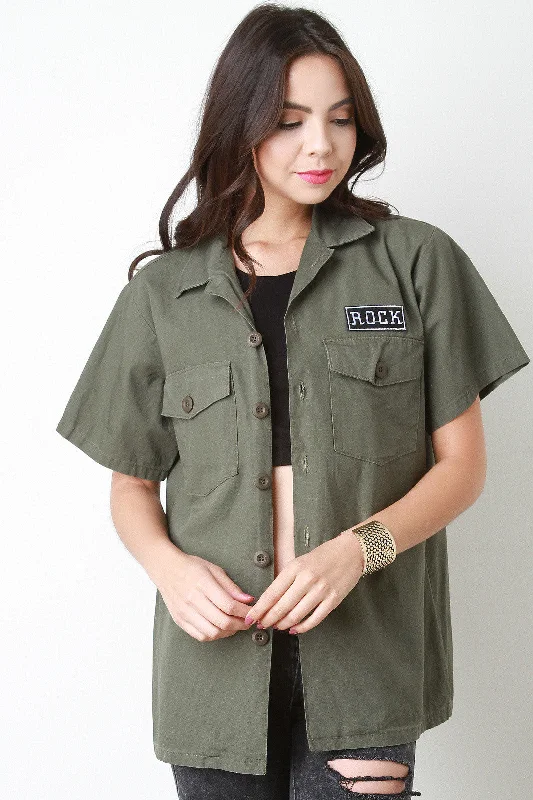 Rock Patch Button-Up Mechanic Top