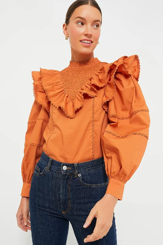 Persimmon Ruffle Parker Blouse