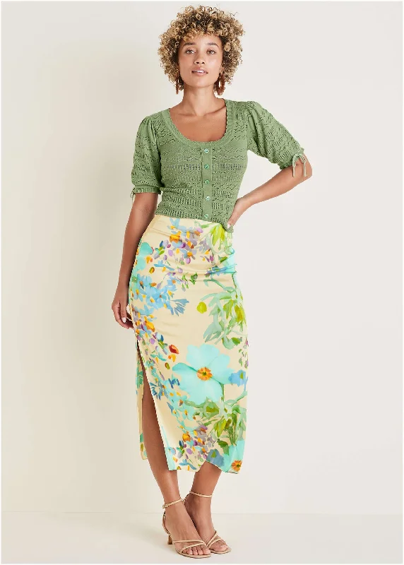 Midi Slip Skirt - Coquette Bouquet