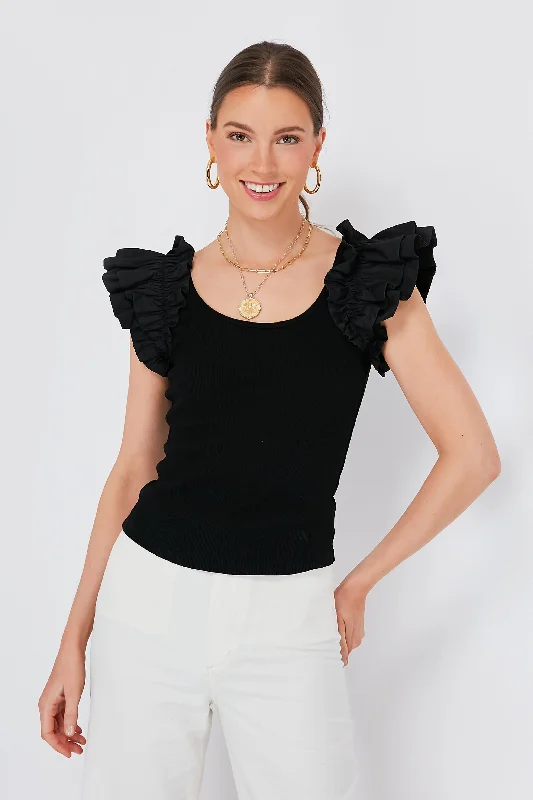 Black Ruffle Rita Top