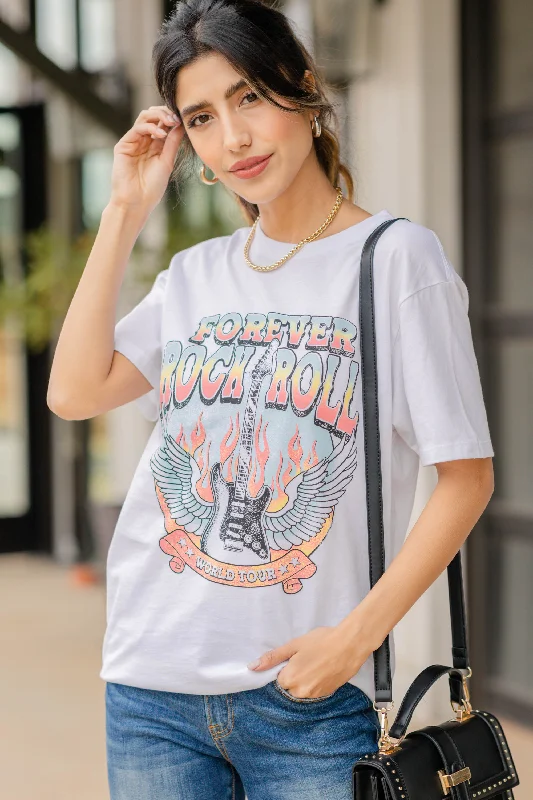 Forever Rock And Roll White Graphic Tee