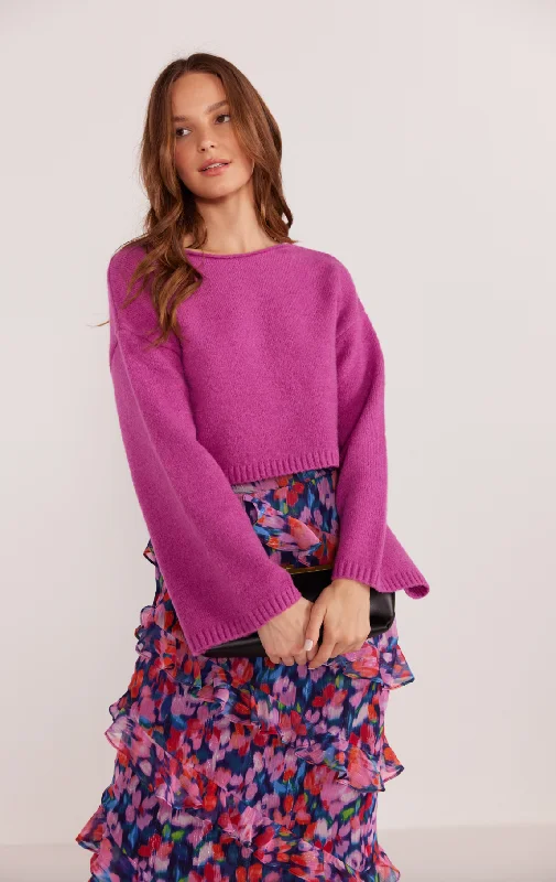 Elissa Crop Sweater in Magenta