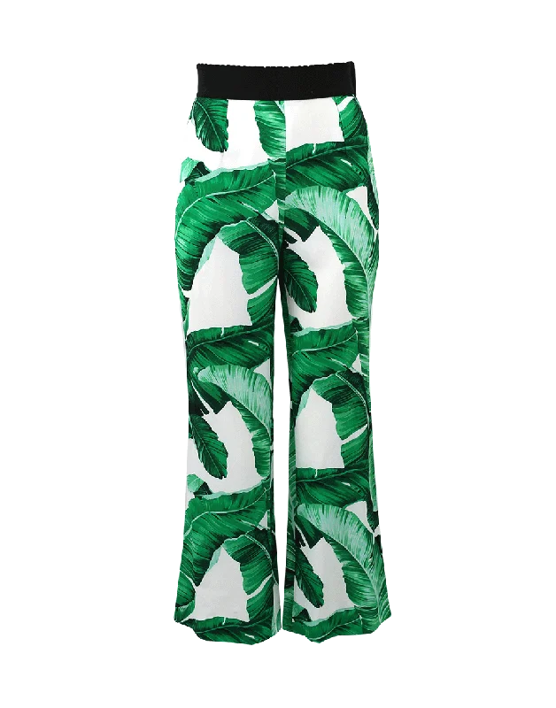 Leaf Print Cropped Pant