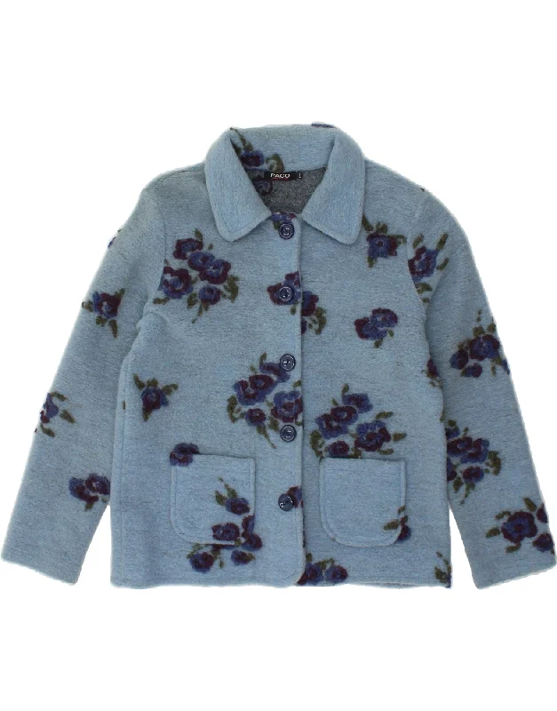 PACO Womens 5 Button Blazer Jacket UK 16 Large Blue Floral