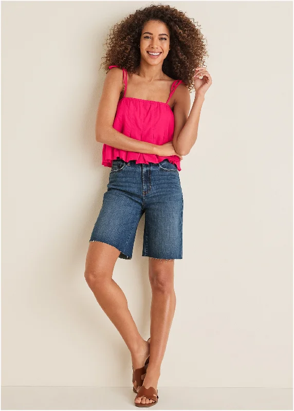 Brooke Denim Bermuda Shorts - Medium Wash