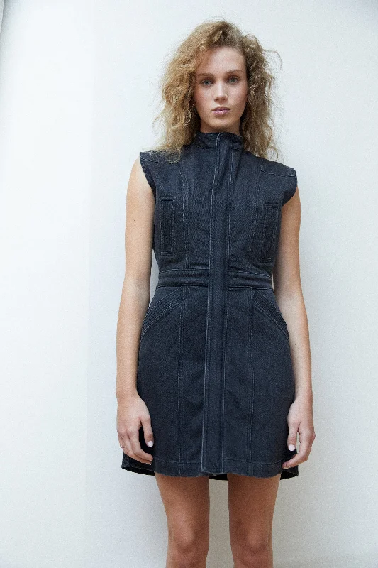 Juno Dress in Washed Black