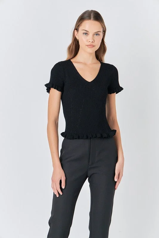 Black Lettuce Edge Top