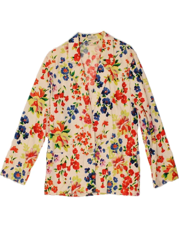 VINTAGE Womens 1 Button Blazer Jacket UK 14 Medium Multicoloured Floral