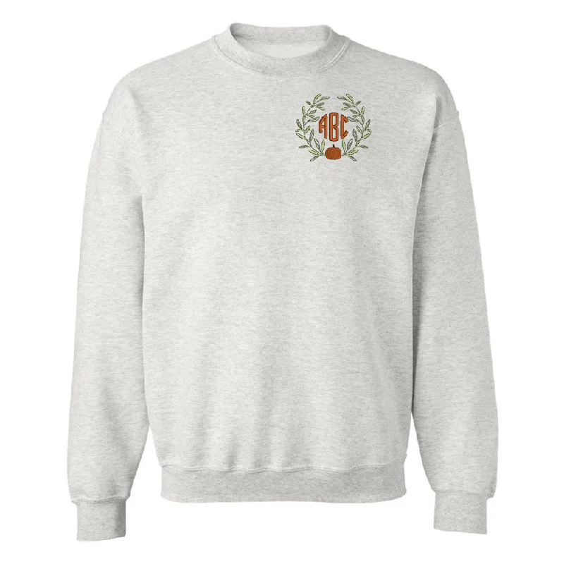 Monogrammed Pumpkin Leaves Crewneck Sweatshirt