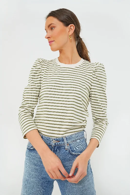 Olive Striped Vesty Long Sleeve Crewneck