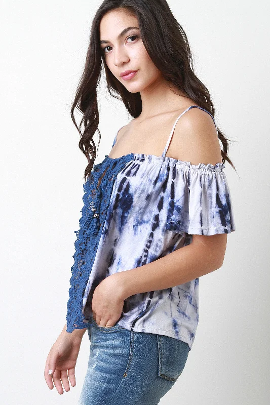 Tie Dye Off the Shoulder Crochet Top