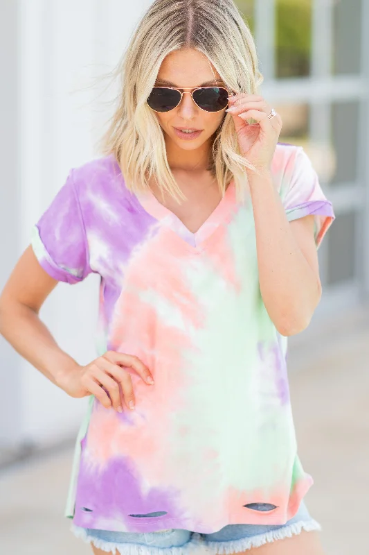 Call On Me Peach Orange Tie Dye Top