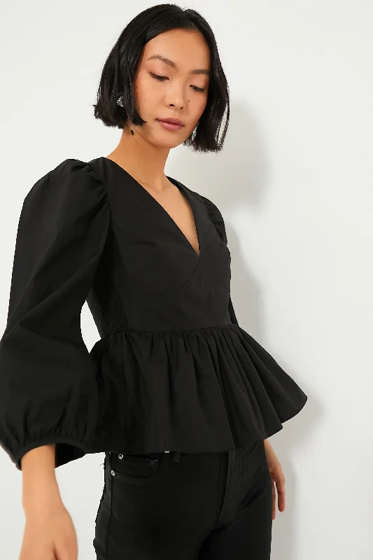 Black Puff Sleeve Elaina Blouse