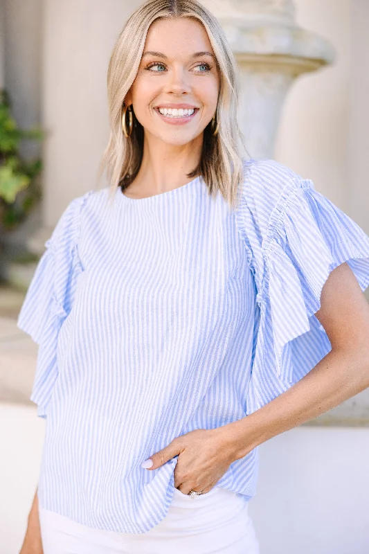 No Secrets Sky Blue Striped Top