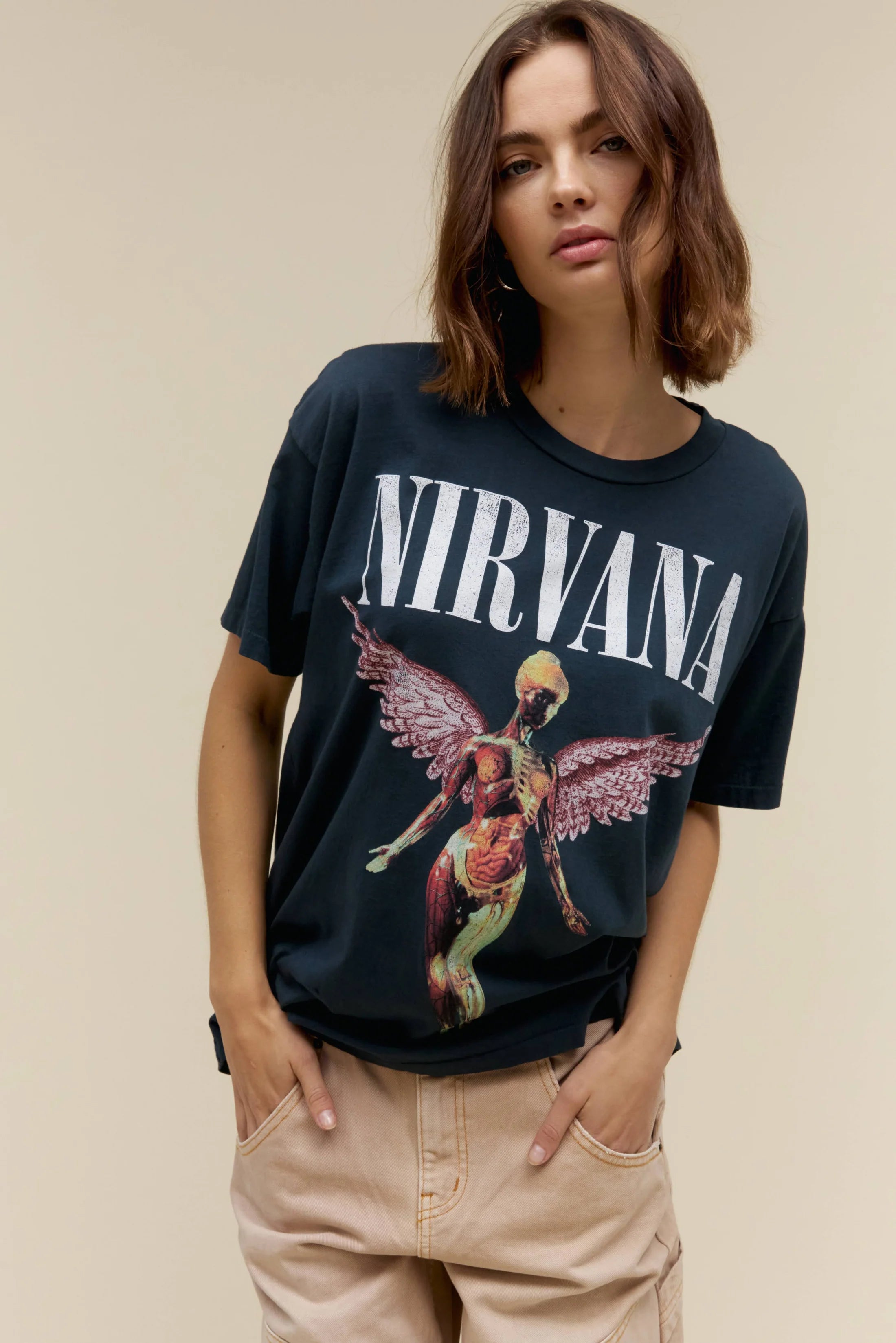 The Nirvana In Utero Cover Merch Tee by Daydreamer - Vintage Black