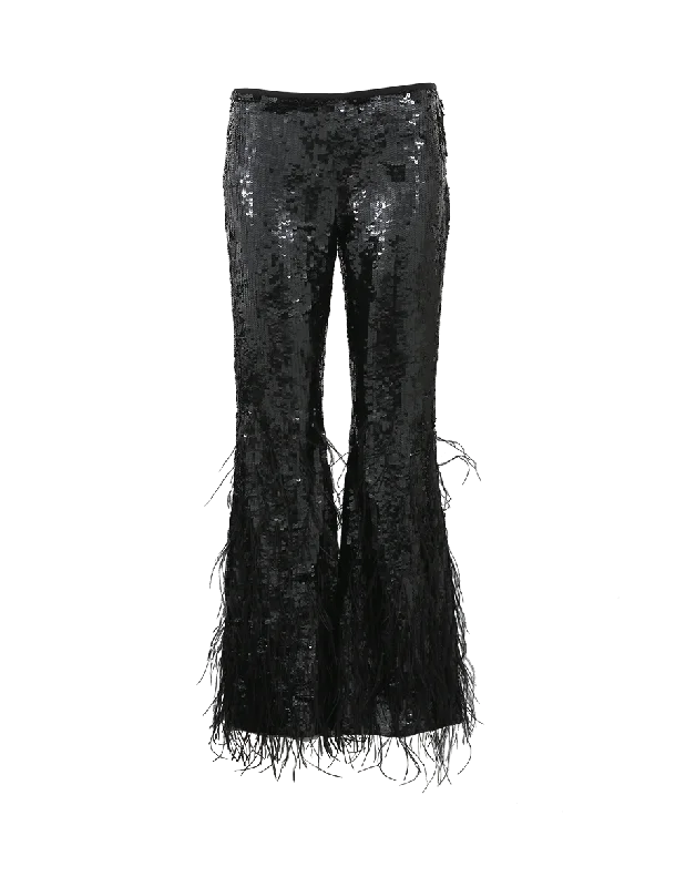 Sequined Ostrich Feather Pant