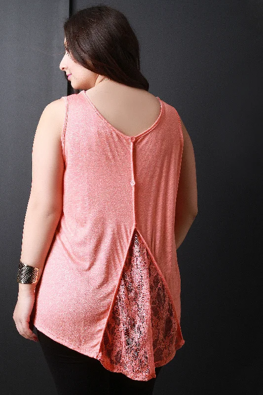 Lace Button Up Back Sleeveless Top