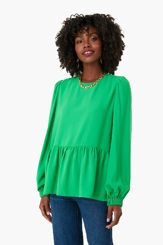 Emerald Green Carlota Peplum Blouse