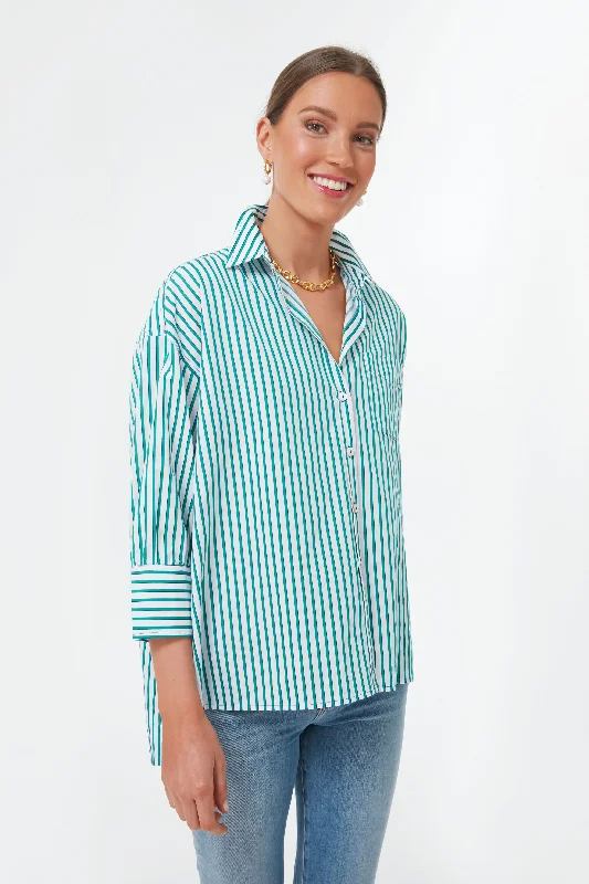 Green Striped Adair Boyfriend Shirt