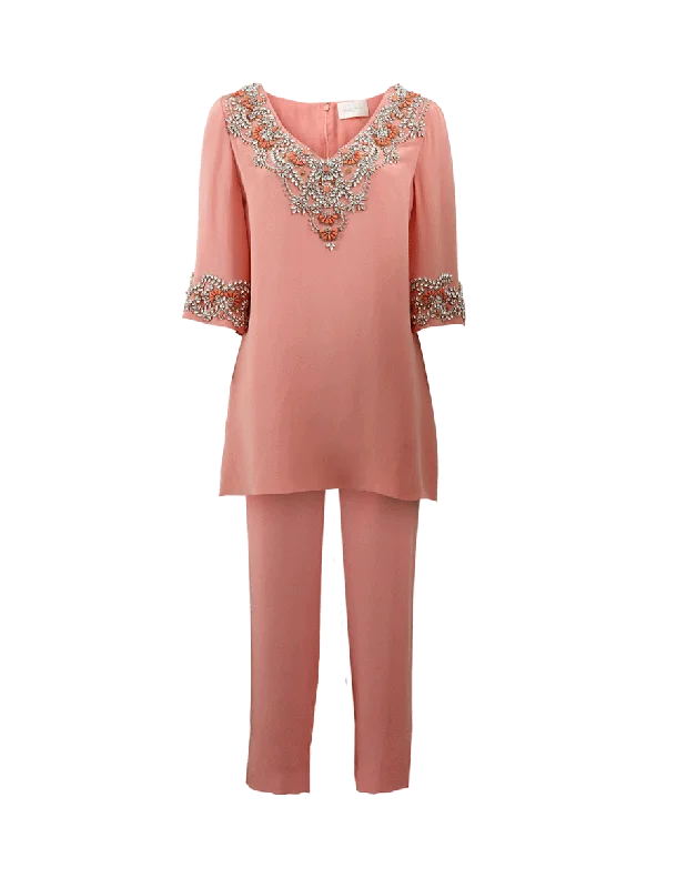 Embroidered Tunic With Pajama Pant