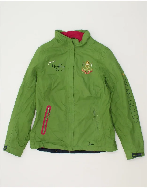 JOULES Womens Graphic Windbreaker Jacket UK 10 Small Green Polyester