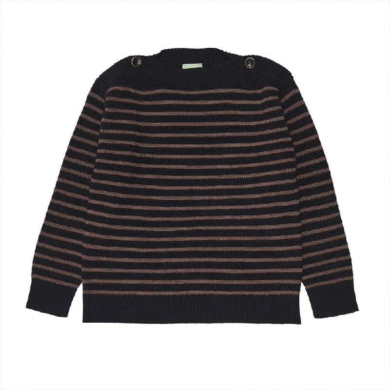 Boatneck Sweater - Dark Navy/Nutmeg - FINAL SALE