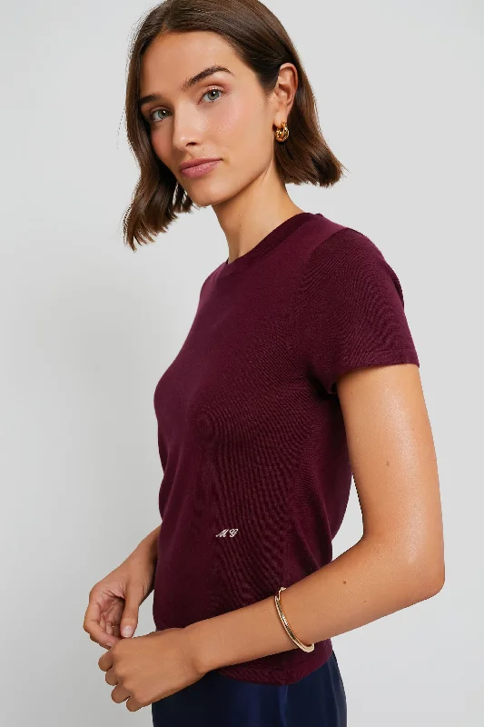 Oxblood Cashmere Silk Blend Katie Tee