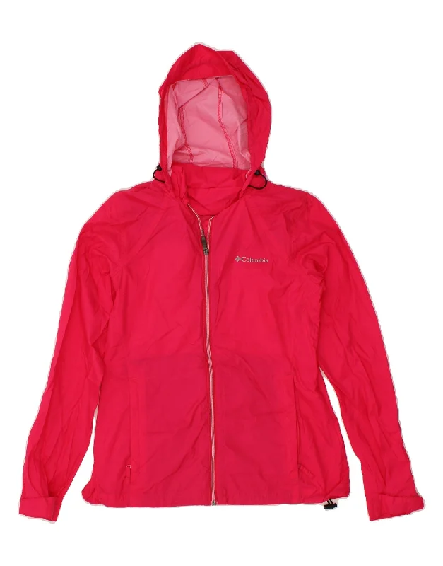 COLUMBIA Womens Hooded Rain Jacket UK 10 Small Pink Nylon