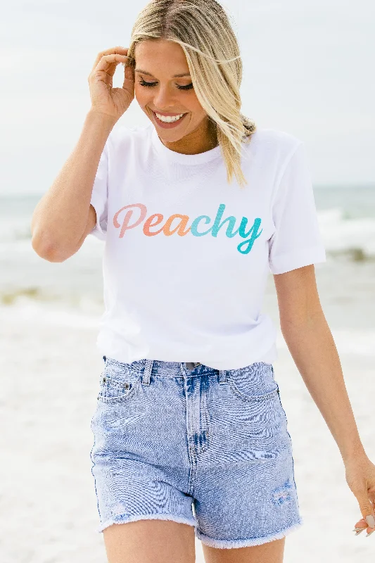 Peachy White Graphic Tee