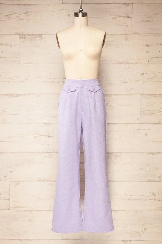 Sackville | Lilac Textured Wide-Leg Pants