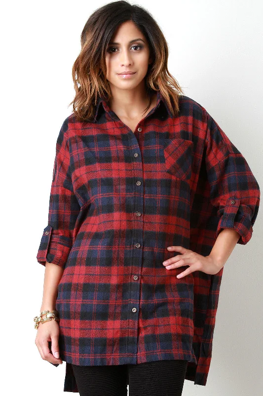 Plaid Button-Up Longsleeve Oversize Shirt