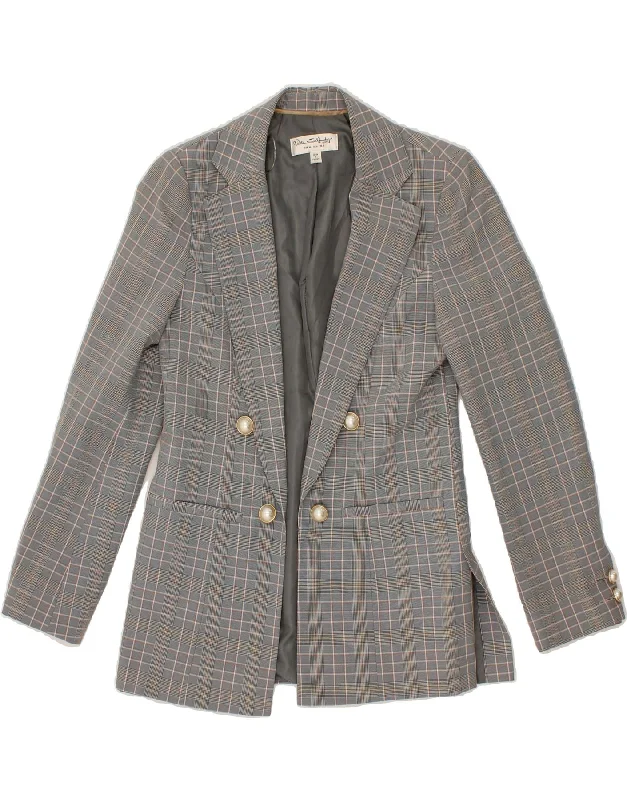 MISS SELFRIDGE Womens Open Blazer Jacket UK 8 Small Grey Check Polyester