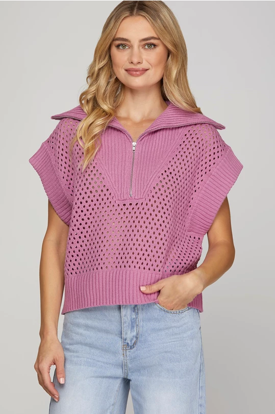 Peony Quarter Zip Top