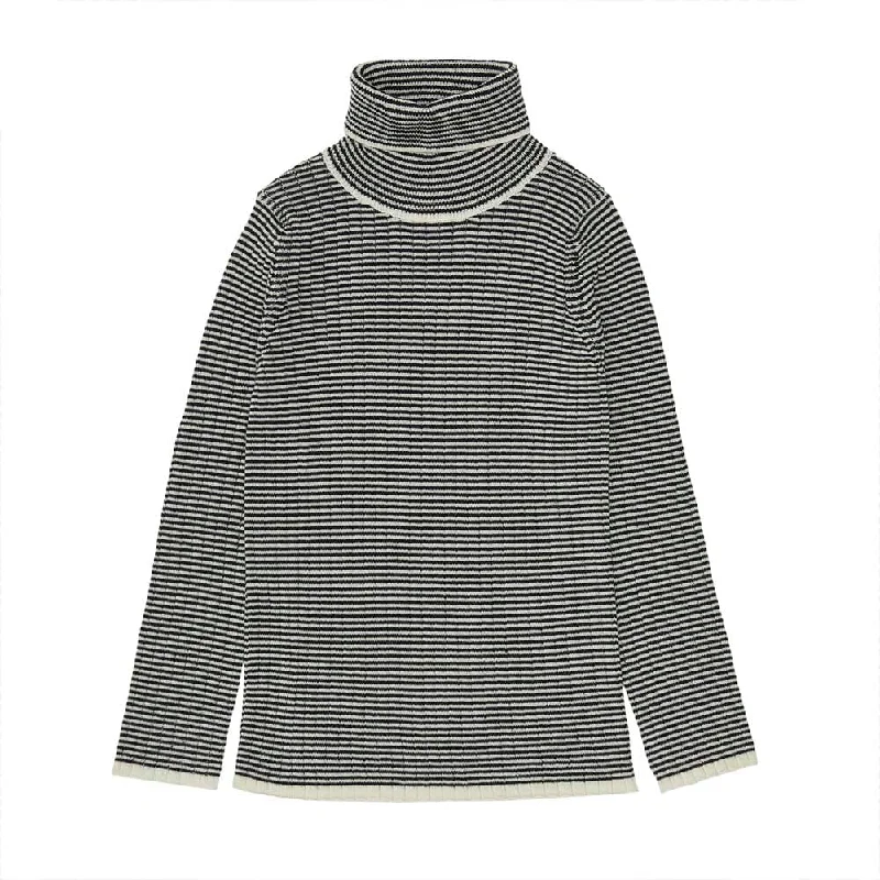 Rollneck Sweater - Ecru/Dark Navy