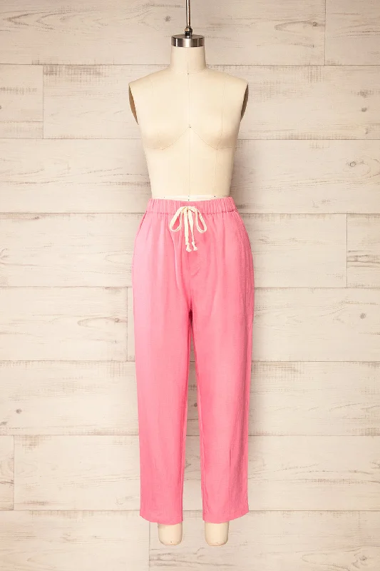 Trincao Pink | Linen Pants with Drawstrings