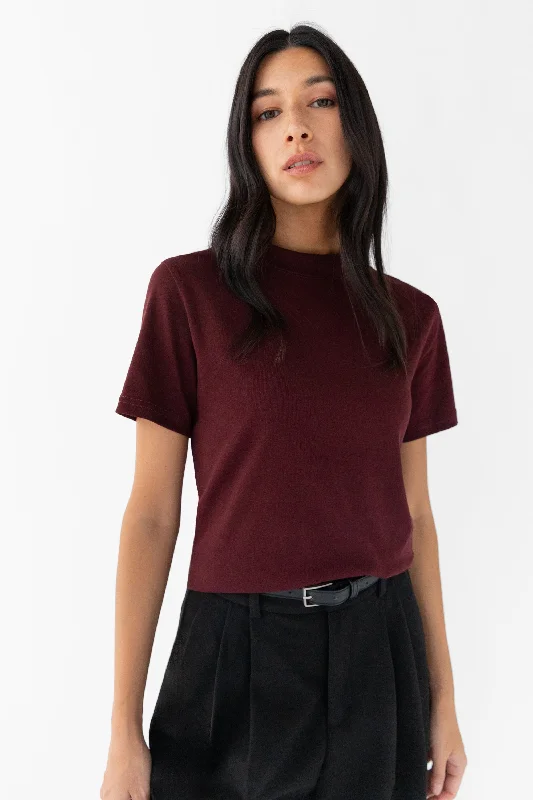 BURGUNDY SHORT SLEEVE TOP