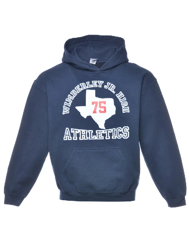 Navy Athletics Printed Hoodie - S