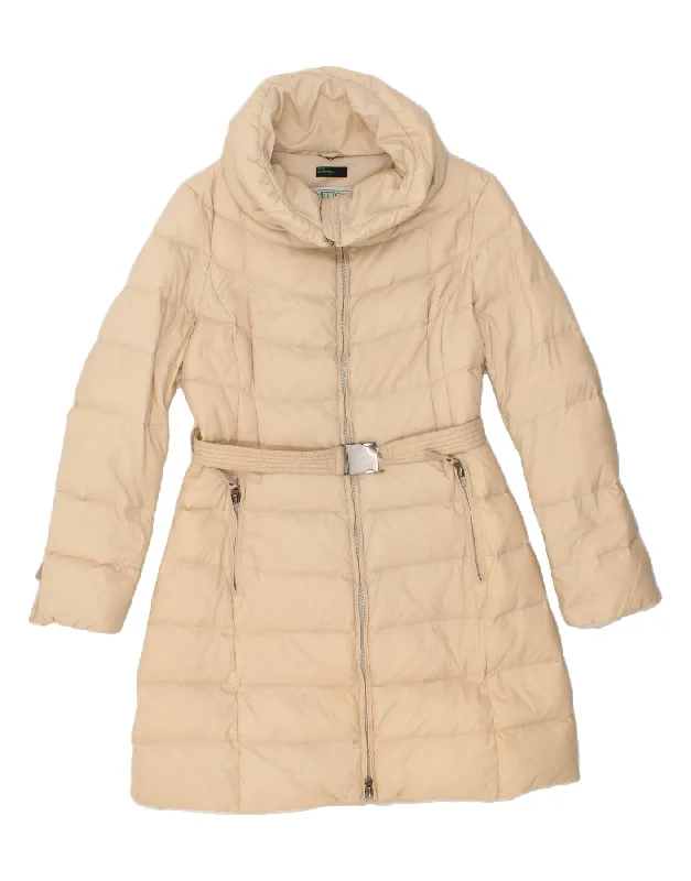 BENETTON Womens Padded Jacket IT 46 Large Beige Polyamide