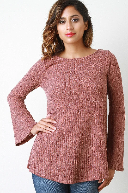 Rib Knit Bell Sleeves Top